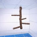 Wood Parrot Play Stand, Nature Wooden Fork Stand, Natural Platform, Stick and rounded bird Toys. 