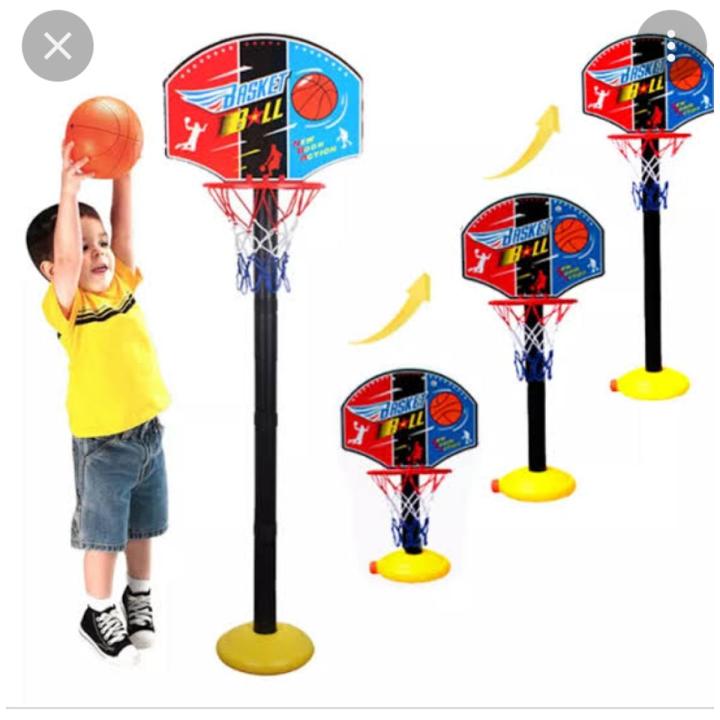 Basketball with stand for kids multicolor. Basket ball stand with ball,pump, nozzle and net adjustable size  115 cm..