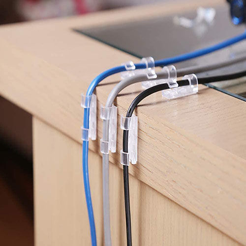 Cable Organizer 20 Pcs Self-Adhesive Cable Clips Organizer Drop Wire Holder Cord Management Wire Organizer Clip - Transparent