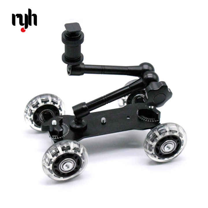 Mobile Rolling Sliding Dolly Stabilizer Skater Slider 11" Articulating Arm Camera Stand Photography Car For 9 8 6 5