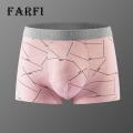 Comfortable Boxer Briefs Line Print Mid Waist Elastic U Convex Soft Breathable Moisture-wicking Anti-septic Men's Boxers Men Boxer Underwear. 