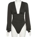 2020 Autumn Winter Rompers Women Jumpsuits  Club V Neck High Waist Solid Bodycon Regular Long Sleeve Female Bodysuits Women. 