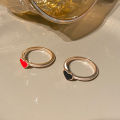 Europe and America ins Drop Oil Love Ring Set Japanese and Korean Simple Metal Peach Heart Ring 2 Set Personality Couple Couple Rings. 