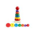 Educational Rainbow Wooden Stacking  Ring Tower Game For Montessori Kids. 