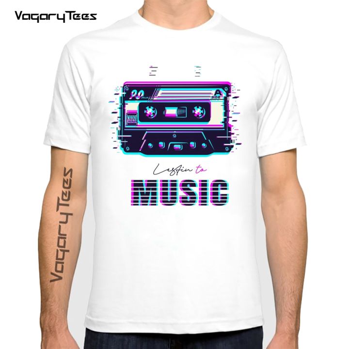 Vintage classic old design Music tape Classic Old Skool Cassette Tape Dj Men'S Music Audio Mix Summer High Quality Nerd T Shirts