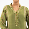 Maahru - Unstitched Fabric for women - 2 Piece - Olive Forest (Blended Lawn). 