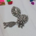 Fancy Buttons/Metal Buttons/Silver Color /Oval shape design with big crystal in center and small crystals around/(3 buttons in 1 packet) for ladies/girls kurtis/Necklines ). 