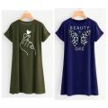 Long T-Shirts for Girls And Women's Loose Fit Crew Neck Short Sleeve Casual Top Shirt. 