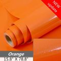 Shiny Orange Wallpaper Peel and Stick Wallpaper Vinyl Self Adhesive Decorative Film for Furniture Kitchen Counter Top Cabinets (12" X 60"). 