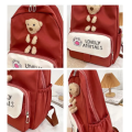 Korean Style College Bag with a cute small Teddy in front. 