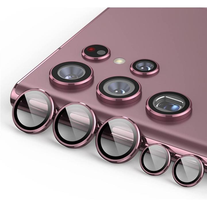 Samsung Galaxy S22 Ultra Camera Lens Protector, 9H Tempered Glass Camera Cover Screen Protector Metal Individual Ring for S22 Ultra 5G 2022 Release (Burgundy)