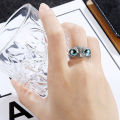 Vintage Animal Open Adjustable Blue Eyes Owl Ring Men and Women Jewelry Party Gift Qoddess. 