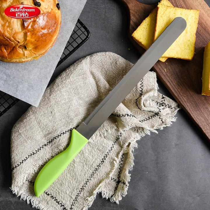 12 inch Stainless Steel Cake Knife with Plastic Handle (Fine teeth, Thick teeth, Flat teeth)
