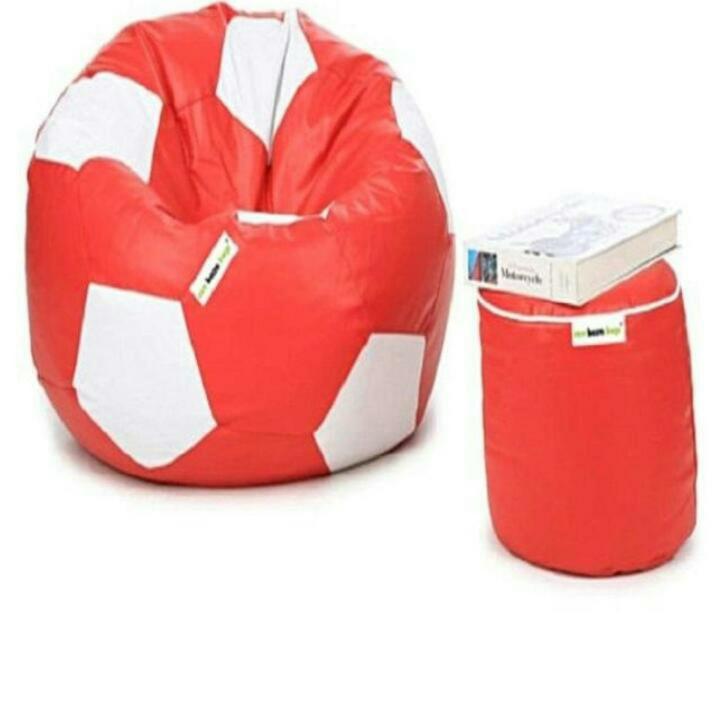 Foot Ball Style Bean Bag chair With Stool