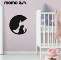 A High Resolution Sticker Artwork of a Cat and Her Baby Made in Round with a Very Unique Style. 
