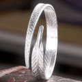 Women's Vintage Simple Angel Feather Bangle Adjustable Opening Cuff Bracelet. 