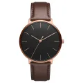 Classic Rose Gold Slim Watch - Brown Top-Grain Italian Leather Strap – Brathwait. 