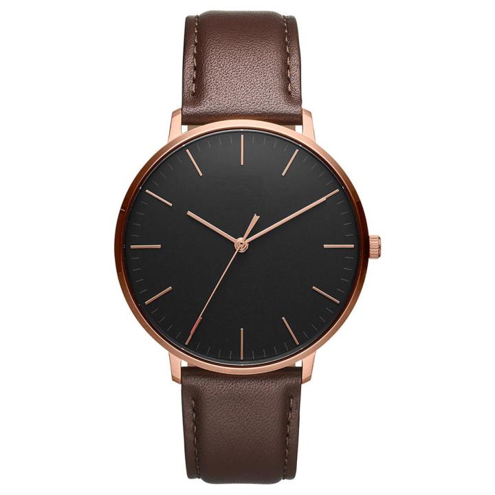 Classic Rose Gold Slim Watch - Brown Top-Grain Italian Leather Strap – Brathwait