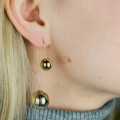 Large Gold Ball Ear Crawler Hook Sphere Dangle Ear Pierced Cuff Climber Earring (Pair). 