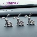 Yinhsly Desktop Rabbit Ornament Adorable Bunny Figurine Set for Car Dashboard Decoration Perfect Christmas Gift for Long Ear Bunny Figurine. 