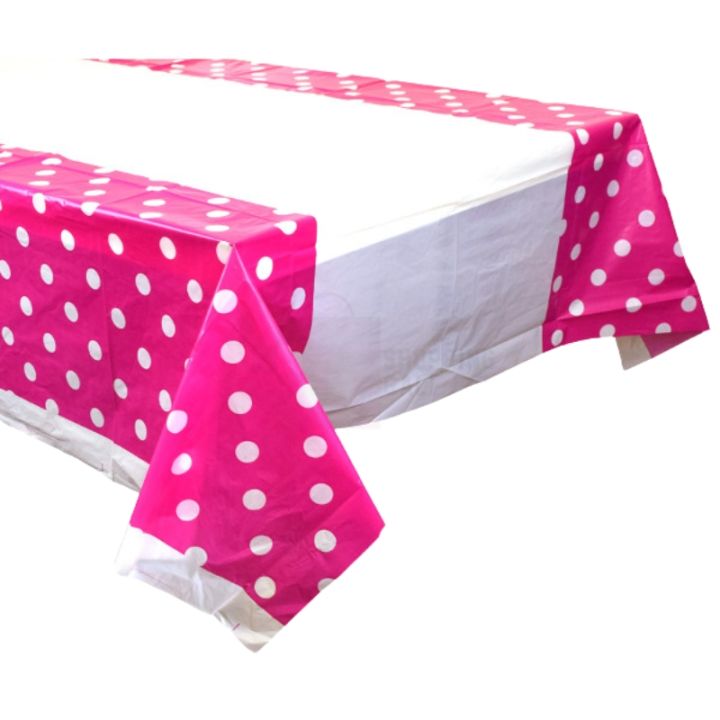 DARK PINK POLKA DOT TABLE COVER FOR TABLE DECORATION