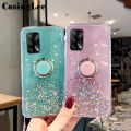 Casinglee for OPPO F19 case Shiny Ring Glitter Soft Transparent Holder Stand Back cover with String for OPPO F19 Phone cases cover Stars Moon Girls. 