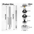 43 Piece Metal Garment Snaps with 3 Piece Snap Fixing Tools for , Jackets, Supplies. 