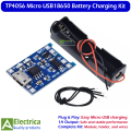 TP4056 Charging Module and 18650 Cell Holder Set with Jumper Wires Micro USB 5V 1A Lithium Battery Charging Kit by Electrica. 