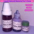 Liquid Mehndi Material for Mehndi Injection Pen. Fresh 60ml Mehndi Araq, 10ml Color Fixer, Mehndi Powder for 1 Cone, Liquid henna for Creating Beautiful Design on your Hands. 