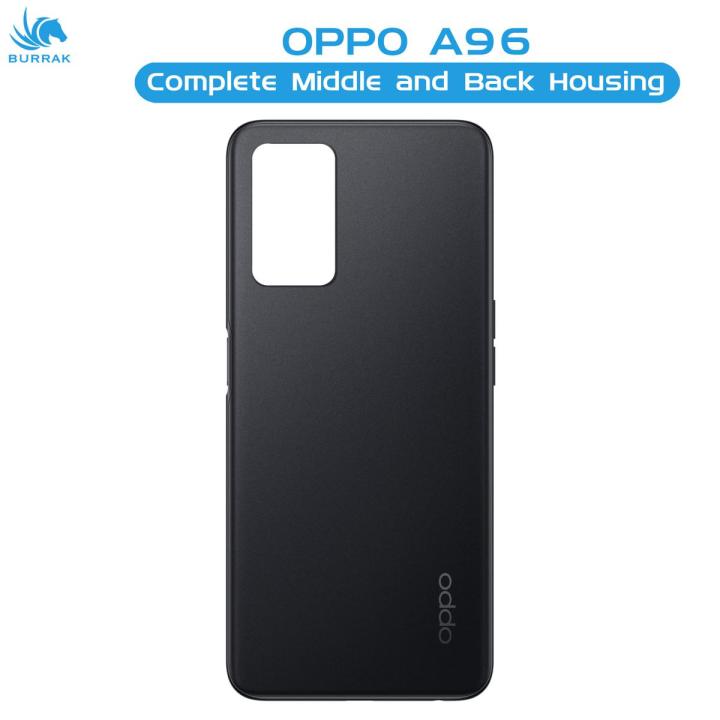 Oppo A96 Housing Middle Frame With Side Button and Camera Lens Body Casing Replacement For A96 - Black