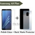 Samsung A8 Plus Glass Protector + Back Protector Matte Film Skin Sheet. 