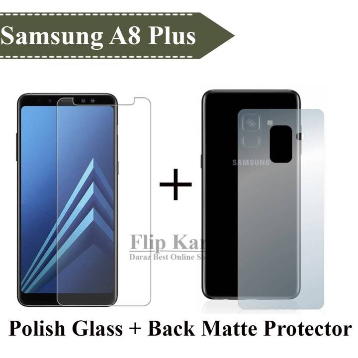 Samsung A8 Plus Glass Protector + Back Protector Matte Film Skin Sheet