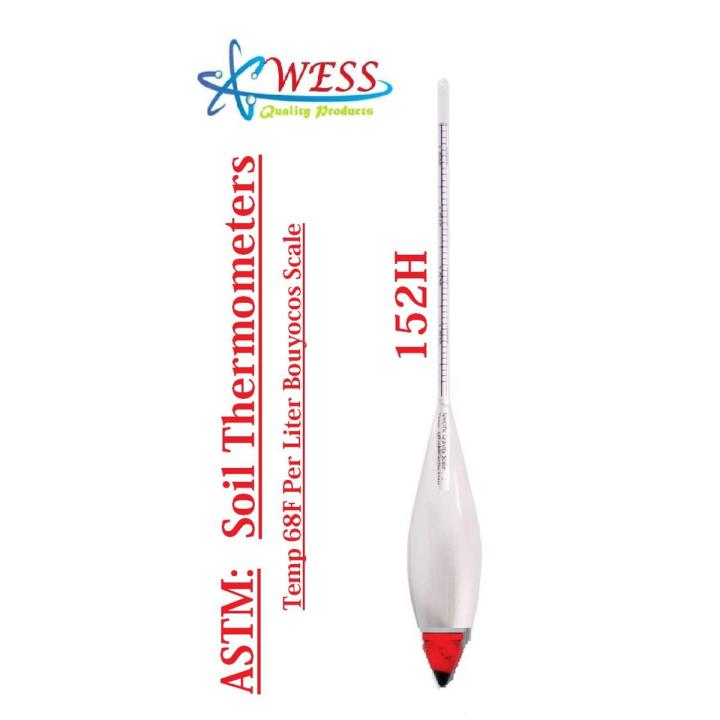 ASTM GLASS SOIL THERMOMETER TEMP 68F per liter Bouyoucos Scale 152H