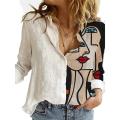 Aprmhisy Autumn Elegant Print Shirts Women Turn Down Collar Button Long Sleeve Casual Street Shirt Blouses. 