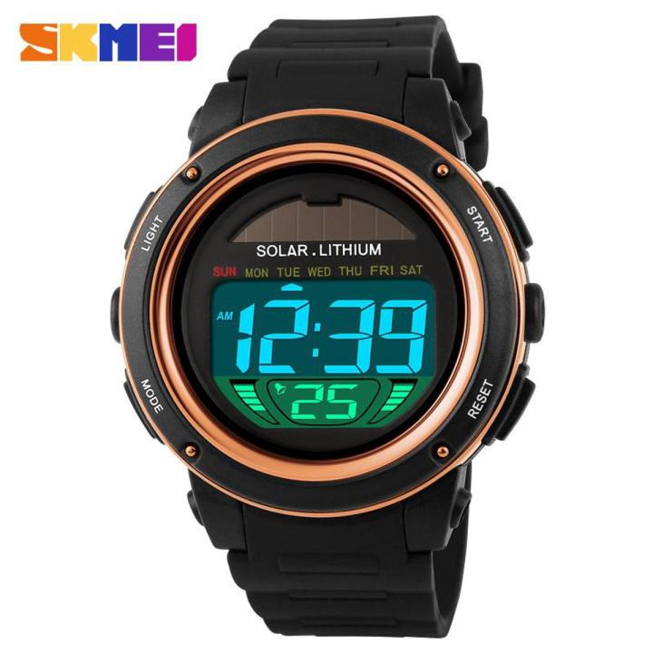 SKMEI Sports  Fashion Solar Power Outdoor Digital Chrono 50M Water Resistant Watch For Men 1096