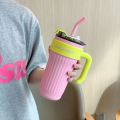 Imported 1200ml 304 Stainless Steel 40Oz Large Capacity Handle Large Ice Cup Car Giant Gradient Cup with Straw for Girls and School Kids Gym and Office Use Large Tumbler for Girls. 