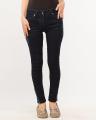 Floral Dark Blue Denim Jeggings for Women. 