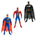 3 Pcs Set - Avengers Marvel and DC Action Figures Superhero With LED Light Toys Movable Head Moveable Super Hero Figure - Superman Spiderman Batman Toy For Kids Boys Girls Baby Children - Size 11cm / 4.5 inch. 