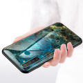 Biruiqu For Realme 5 5s 5i Realme C3 Shockproof Fashion Marble Tempered Glass Back Case Cover. 