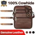 【BestGO】Men Genuine Leather Shoulder For Business Small Waist Outdoor Sport Uni Messenger Travel Cross body Bag for Any Ocns. 