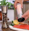 Stainless steel hand black pepper grinder. 