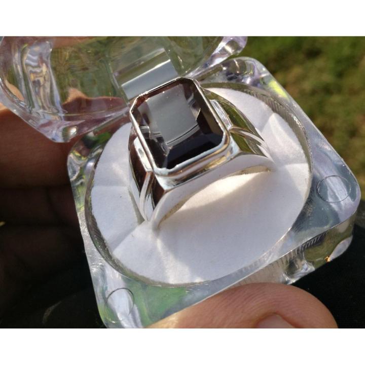 Emerald Cut Real 2024 garnet ring pure gem real silver unheated stone