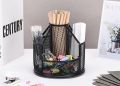 Rotating Desk Organizer, Metal Mesh Pen Organizer Pencil Holder Large Pen Holder for Desk Marker Organizer Cute Office, School, Home, Art Suppliers. 