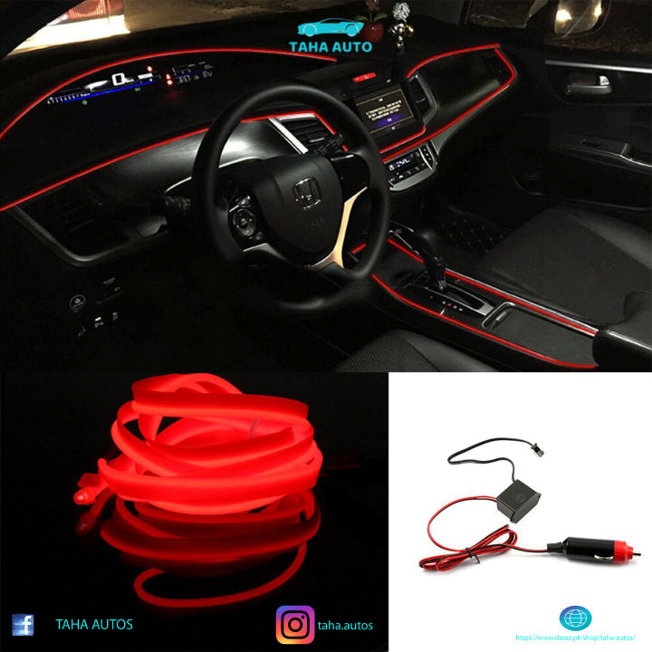 Car Dashboard Neon Light Wire El-Wire 3 Meter (10.11 feet)  Red Color