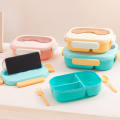 3 compartments Snap Lock  Bento  Lunch Box: Sealed & Leak-Proof with cutlery. 