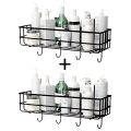 Bathroom Storage rack and organizer, Bathroom metal  Shelf Wall Mounted With Hooks, Bathroom accessories. 