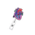 Printable Pattern Heart Badge Stylish Acrylic Material Glitter Powder Id Buckle Heart-Shaped Cartoon Design Work Card Clip for. 