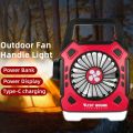Multipurpose Rechargeable Desk & Camping Fan with LED Light, Flashlight & Power Bank – For Home, Travel & Outdoor Use | Random Color. 