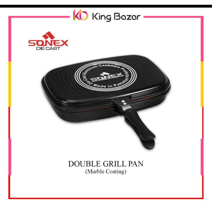 Sonex%20Double%20Grill%20Pan%20Marble%20Coated%20(30cm,%2036%20cm)%20-%20Black%20-%20Image%202