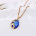 Women Rhinestone Peacock Pendant Necklace Earrings Ring Jewelry Set. 